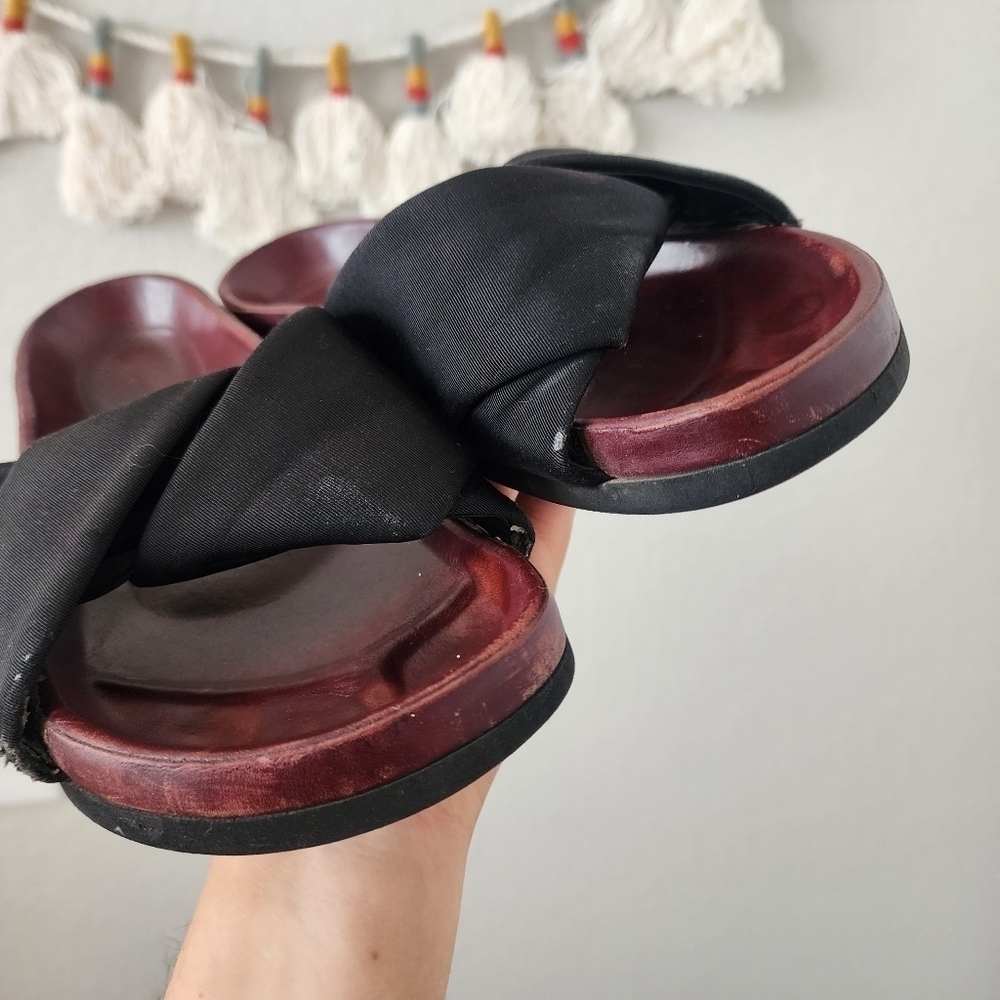 Celine Twist Knot Black Leather Slide Sandals Designer Beach Boho Classic 37 - Picture 5 of 13